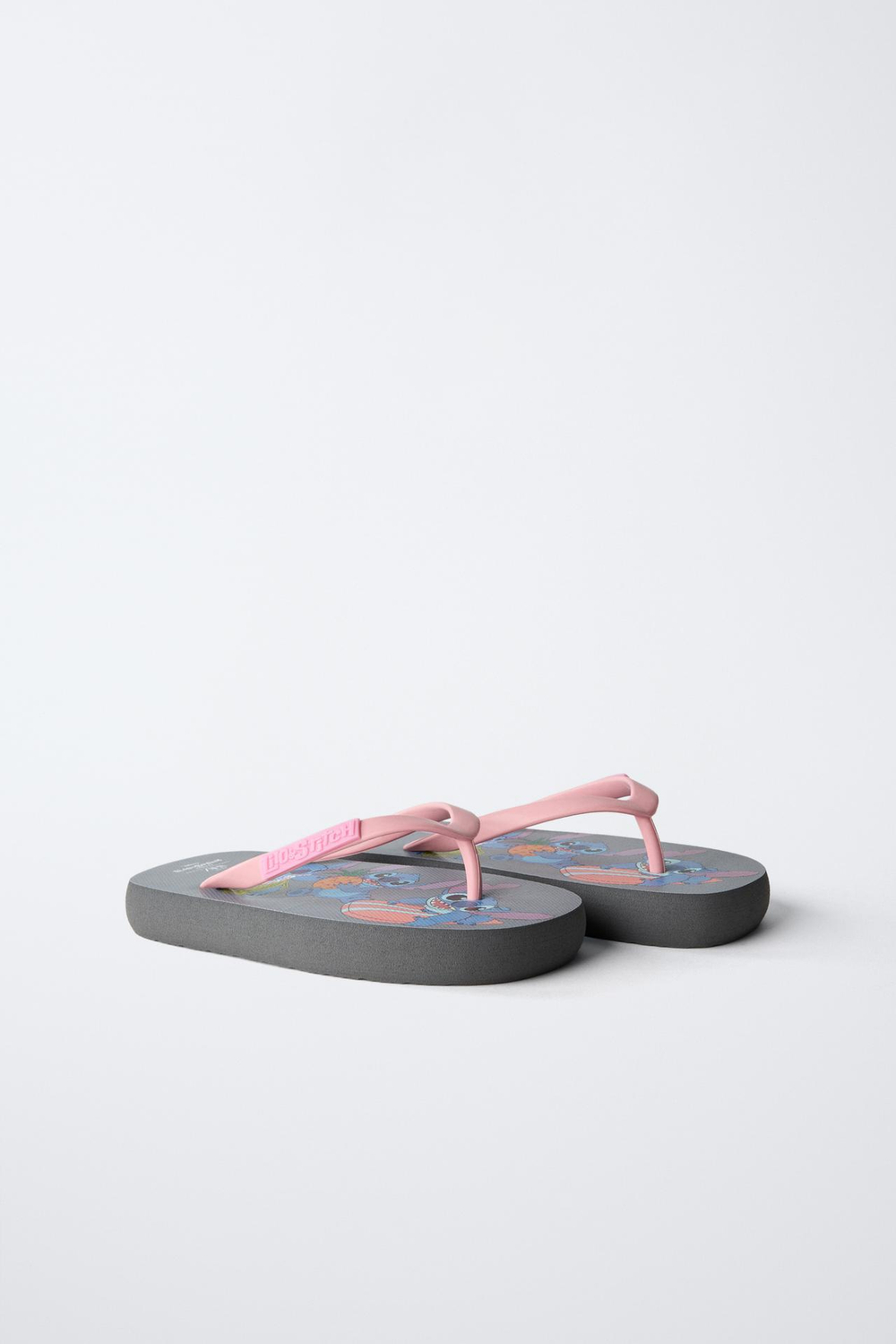 ZARA ШЛЕПАНЦЫ С ПРИНТОМ LILO & STITCH © DISNEY, СЕРЫЙ