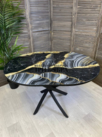 Стол круглый стеклянный "Чёрный Агат"