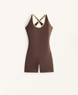 Oysho Короткий комбинезон Comfortlux Piping, коричневый