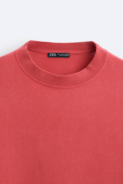 ZARA ФУТБОЛКА ГЕОМЕТРИЧЕСКОГО КРОЯ, КОРАЛЛОВЫЙ