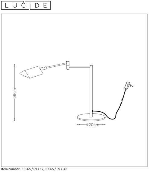 Настольная лампа Lucide Nuvola 19665/09/12