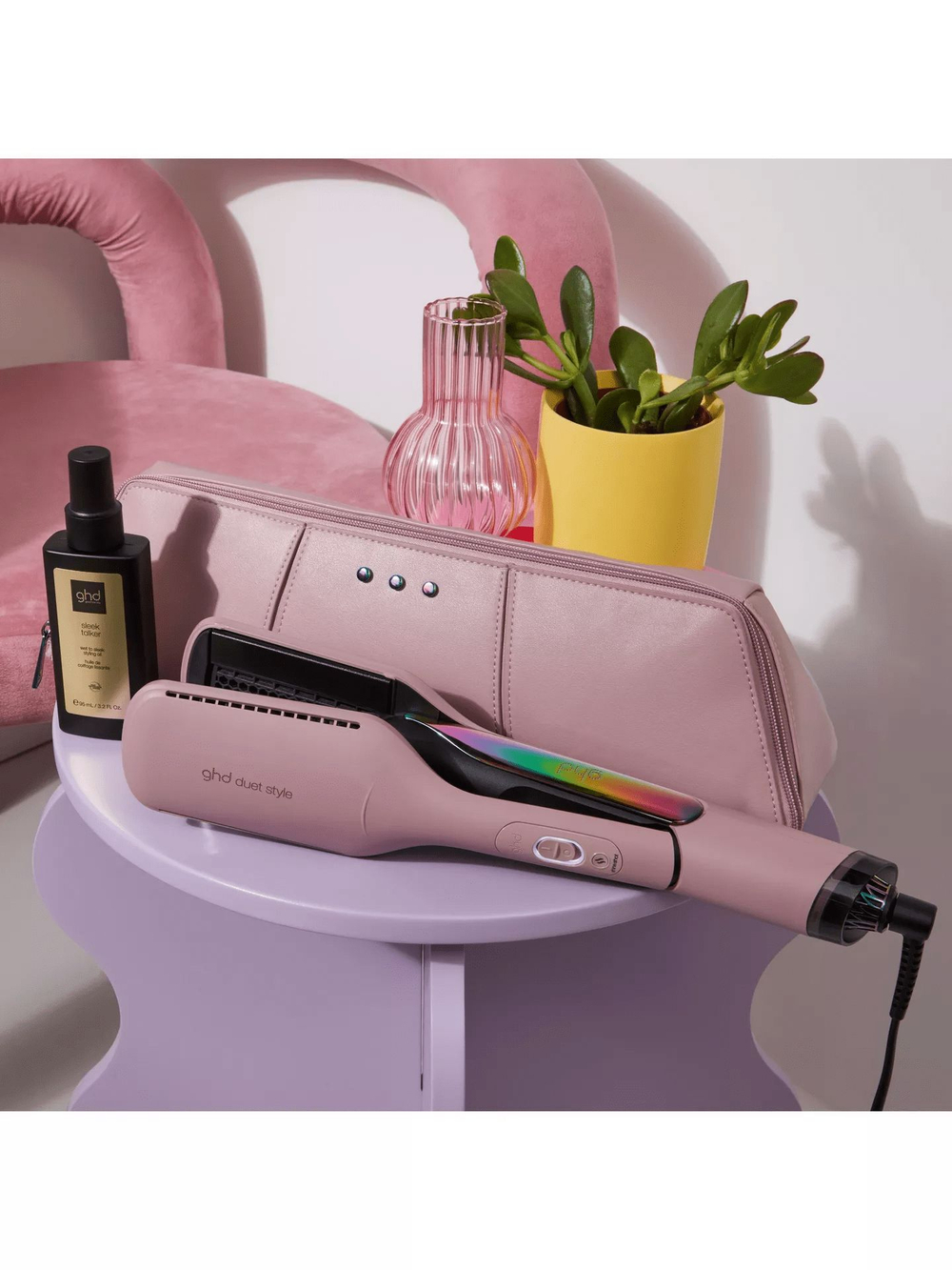 Ghd Стайлер для сушки и выпрямления волос Duet Style Transcendent Pink с термостойкой сумкой