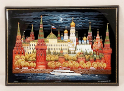 Панно с палехской ручной росписью "Москва"