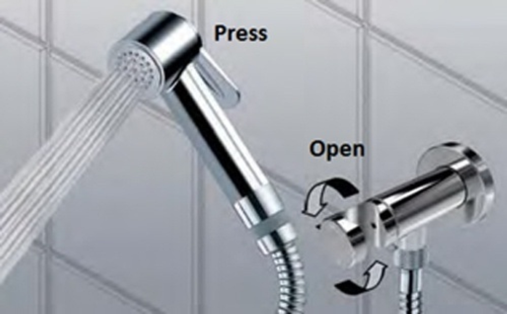 Bossini Nikita Mixer Set гигиенический комплект: смеситель прогрессивный, душ с кнопкой для подачи воды, шланг 1250 мм, держатель с шланговым подключением