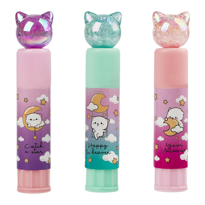 Клей-карандаш MESHU с топпером "Crystal Kitten", 8г, дисплей бокс, ПВП, ассорти