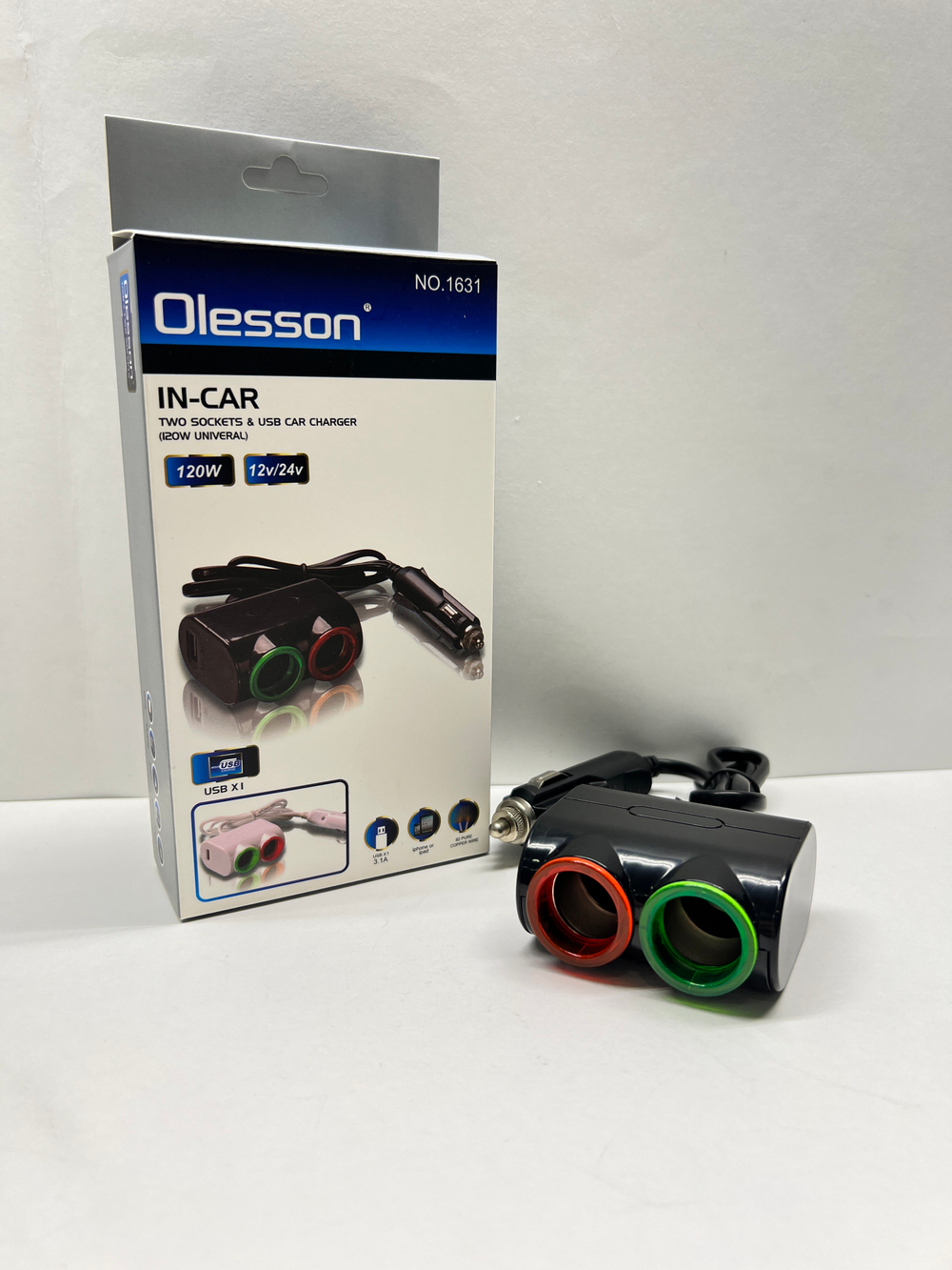 1631 / Разветвитель авто OLESSON 1631 (2 гнезда+USB)