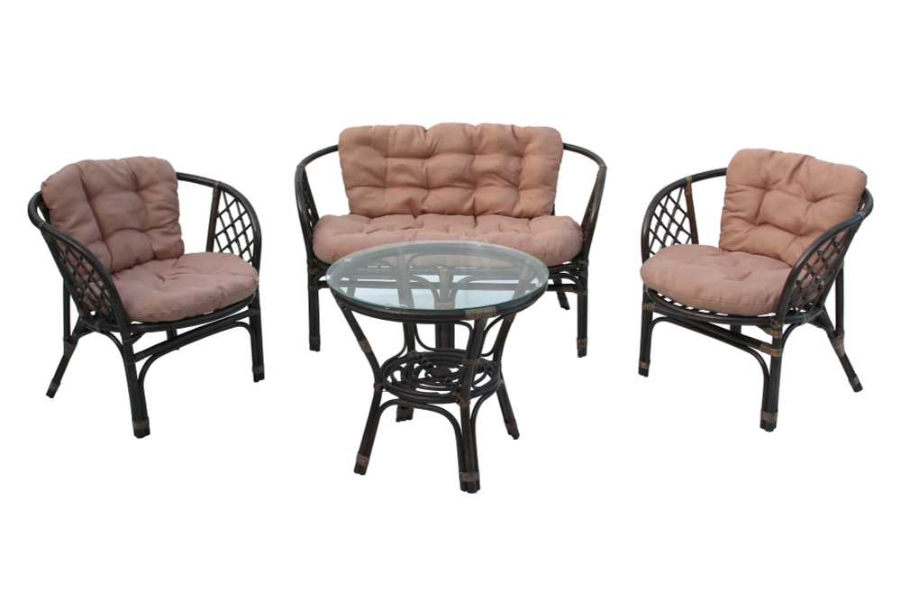 Набор мебели Garden Story Багамы (диван+2кресла+стол (2 уп.), каркас коричн., подушки бежевые)