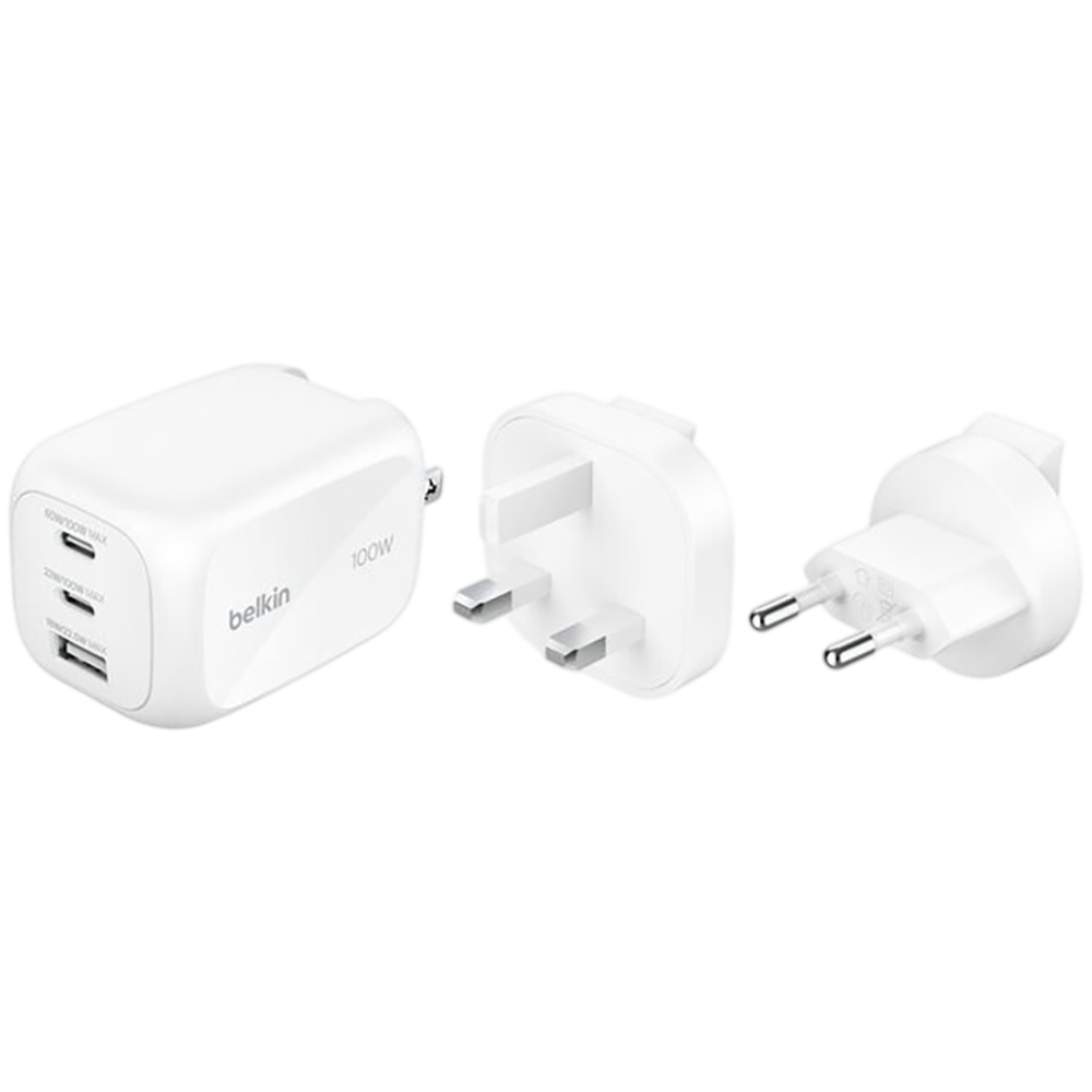 BELKIN 100w 2C1A Wall Charger with interchangable plug tips UK, EU, US