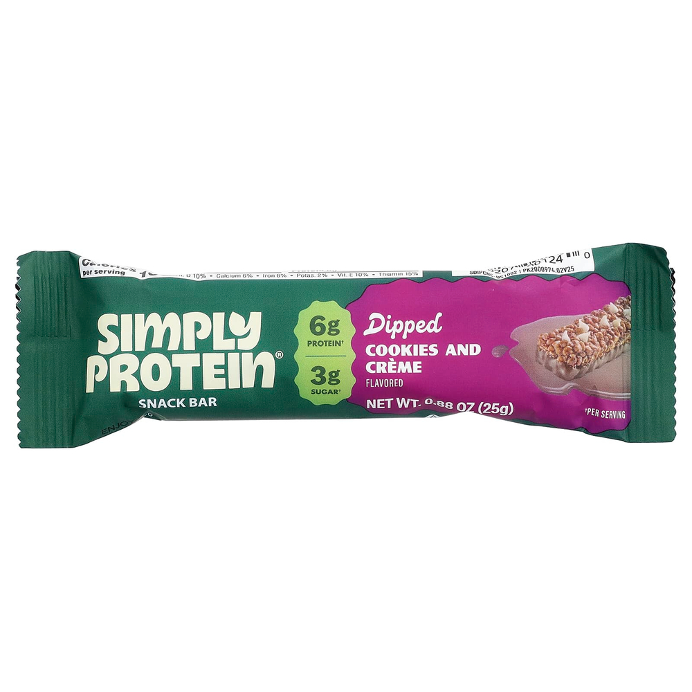Simply Protein, батончики-снеки, печенье и крем, 5 шт. по 25 г (0,88 унции)