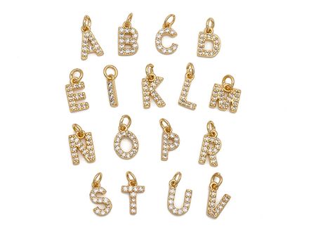 Подвеска "Буква" 8,5мм, со стразами (в ассортименте)