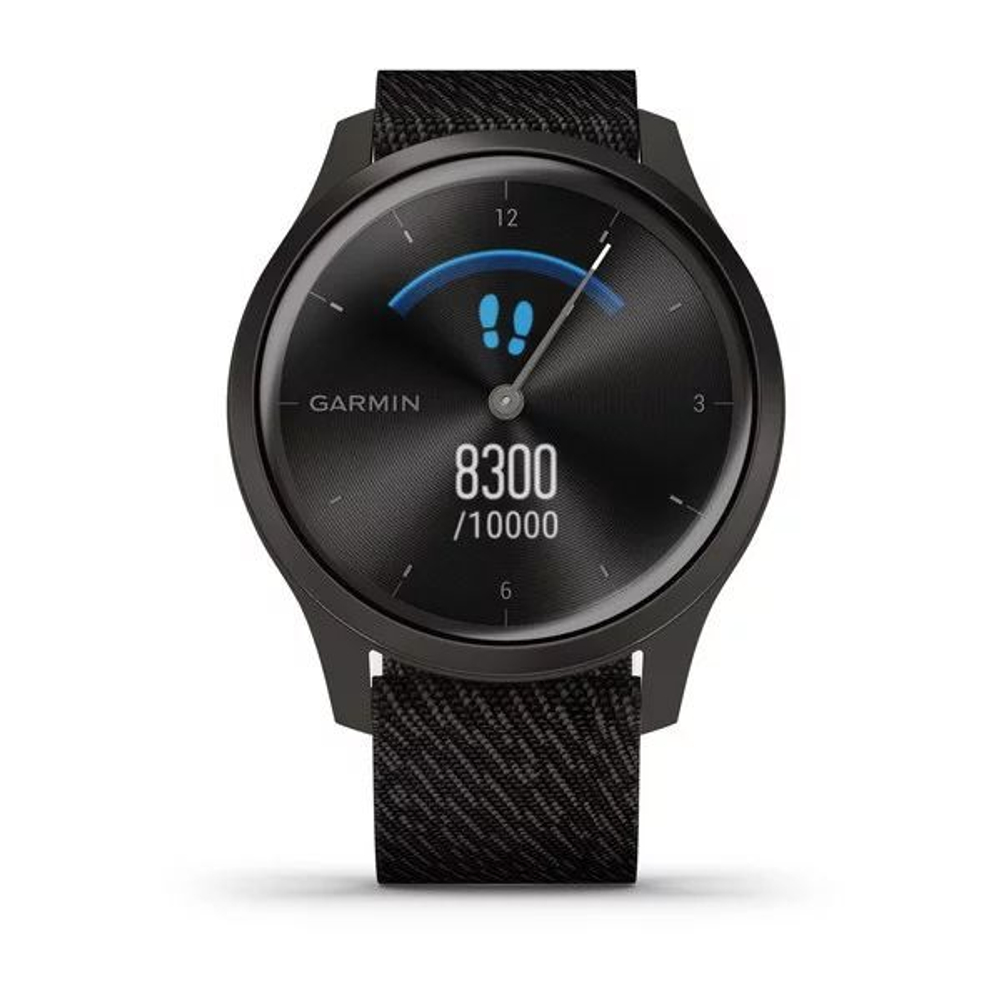 Часы Garmin VIVOMOVE Style графитовый с плетеным нейлоновым черным ремешком, 010-02240-23