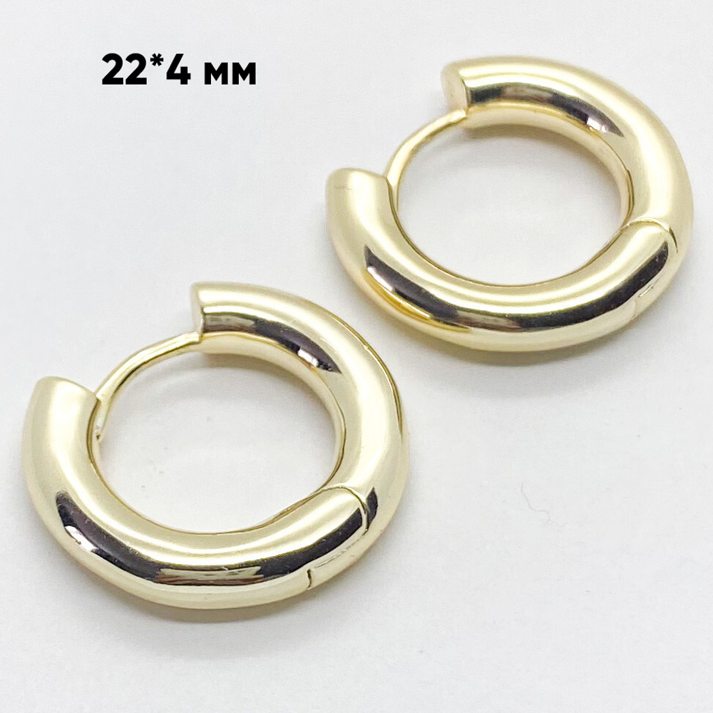 Ювелирные швензы с позолотой, размер 22*4,3 мм, цена за пару