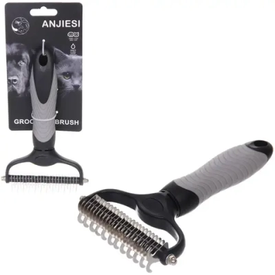 Расческа для удаления колтунов «ПРЕМИУМ - МОЙ БРО», прорезиненная ручка, цвет серый/черный, 18*11.6см (лейбл)