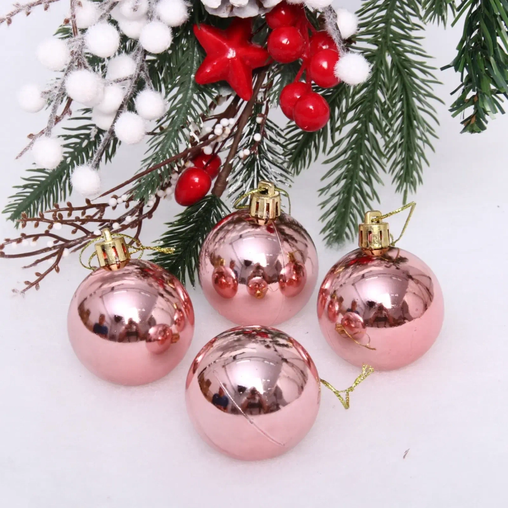 Новогодние шары 5 см (набор 4 шт) «Глянец», розовое золото