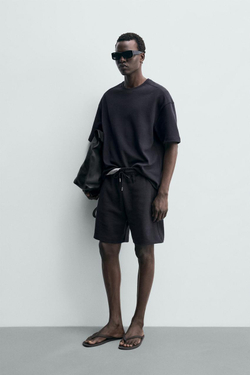 ZARA ТОЛСТОВКА RELAXED FIT ИЗ ИНТЕРЛОКА, ТЕМНО-СИНИЙ
