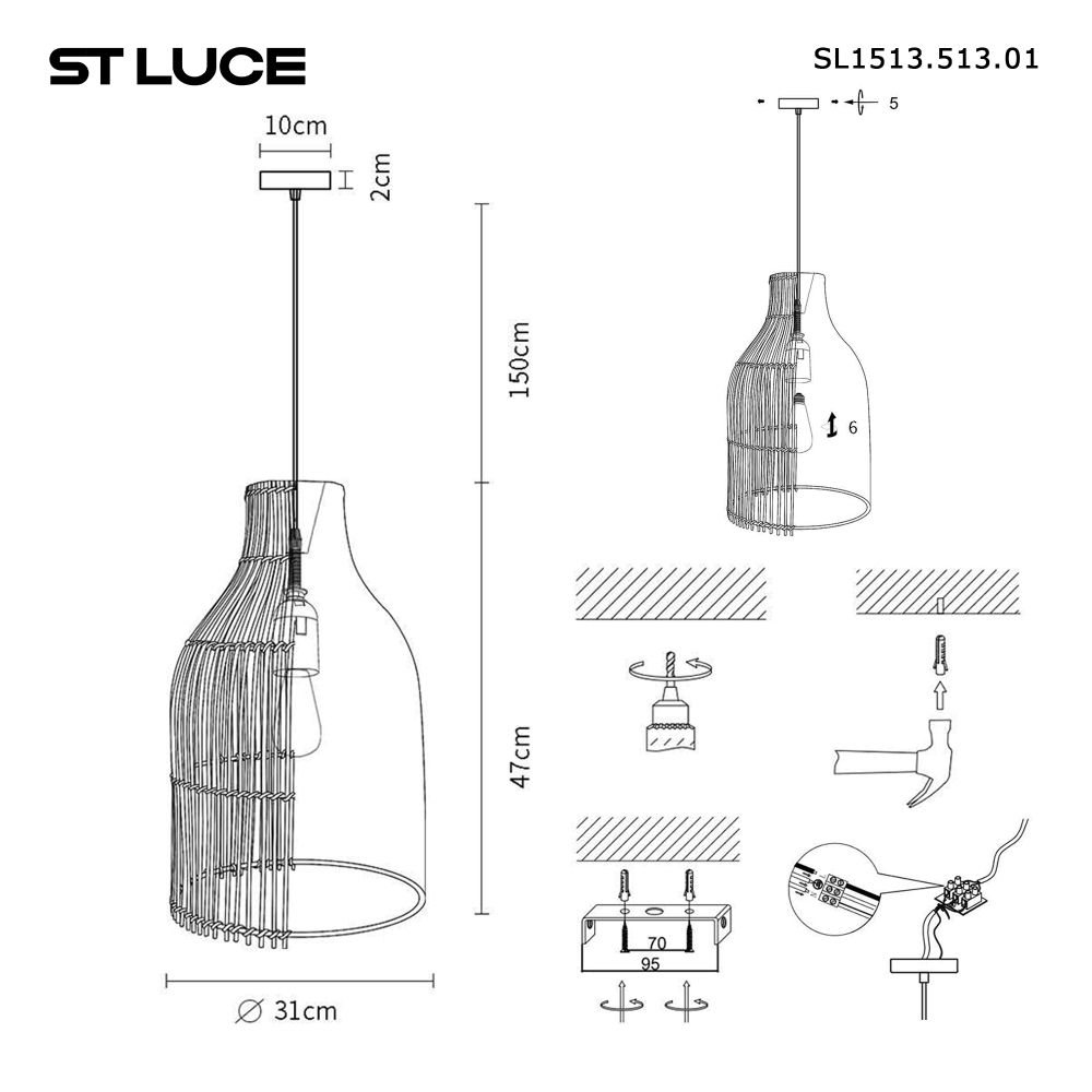 SL1513.513.01 Светильник подвесной ST-Luce Белый/Розовый E27 1*40W