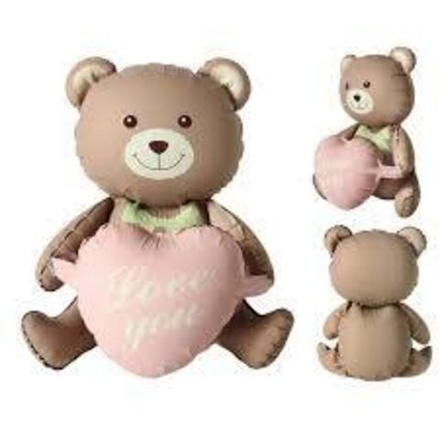 Шар 3D Фигура "Сидячий мишка с сердцем" 50 см