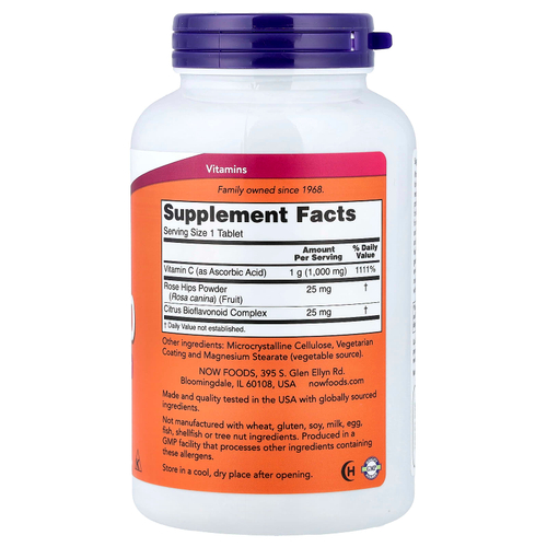 NOW Foods, C-1000, с шиповником и биофлавоноидами, 250 таблеток