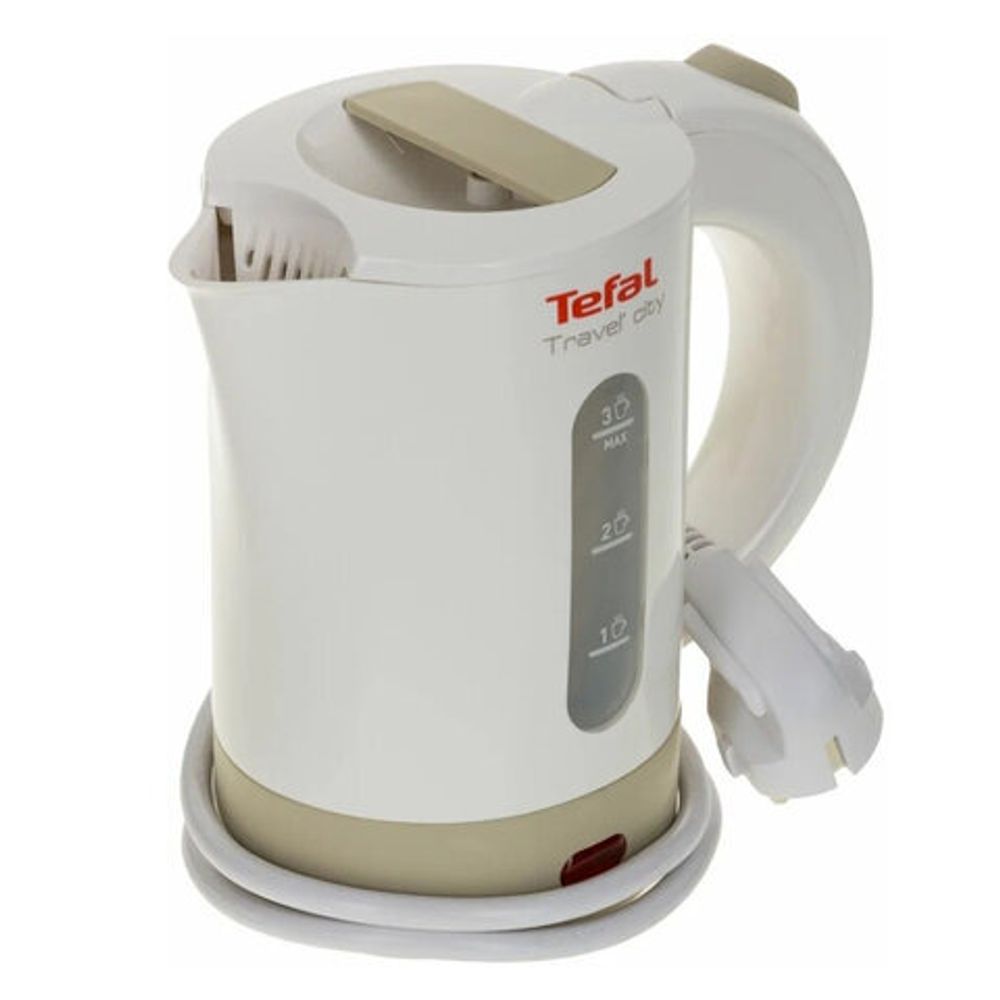 Чайник TEFAL KO120130, 0,5 л, 650 Вт, закрытый нагревательный элемент, пластик, бело-бежевый, 7211001544
