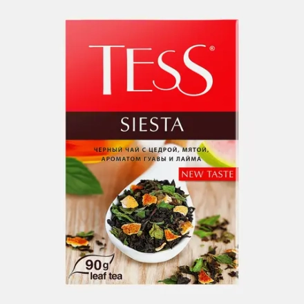 Чай черный Tess Siesta лист цедра-мята ароматом гуава-лайма 90г