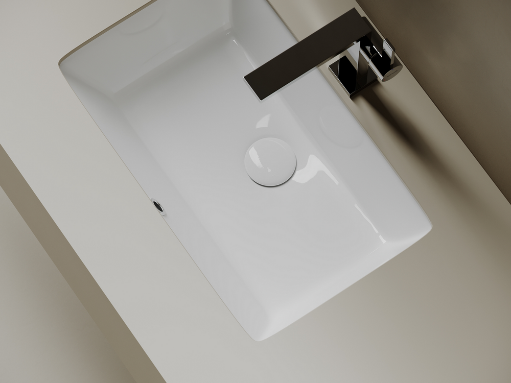 Раковина встраиваемая снизу Ceramicanova Era 525x345x175мм, c отверстием слива - перелива белый, арт.CN15004