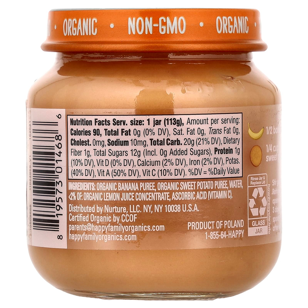 Happy Family Organics, Happy Baby®, для детей от 6 месяцев, бананы и батат, 113 г (4 унции)