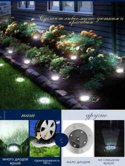 Садовые фонарики на солнечной батарее, 4 штук