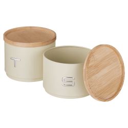 НАБОР БАНОК AGNESS ДЛЯ СЫПУЧИХ, 11Х16 СМ, ШТАБЕЛИРУЕМЫЕ, ЦВЕТ: IVORY