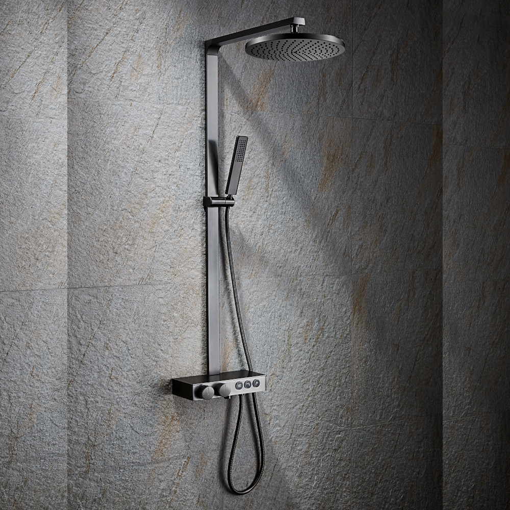 Душевая система Black&White Universe с термостатом, Gun Metal (U7815GM)