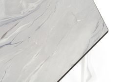 "Женева" интерьерный стол из HPL шестиугольный, D50, H35, цвет "мрамор пепел", каркас из стали белый муар