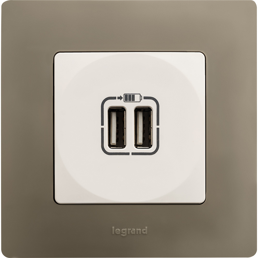 Розетка USB тип А / тип А 3000мА 15Вт - белый ETIKA Legrand