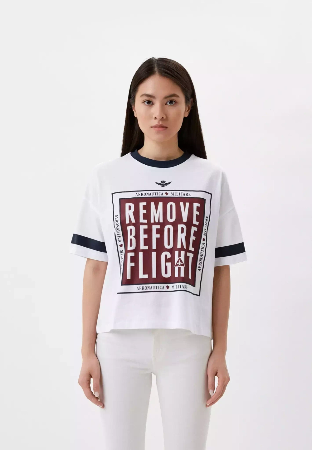 Футболка жен . AERONAUTICA 1978 красный рисунок