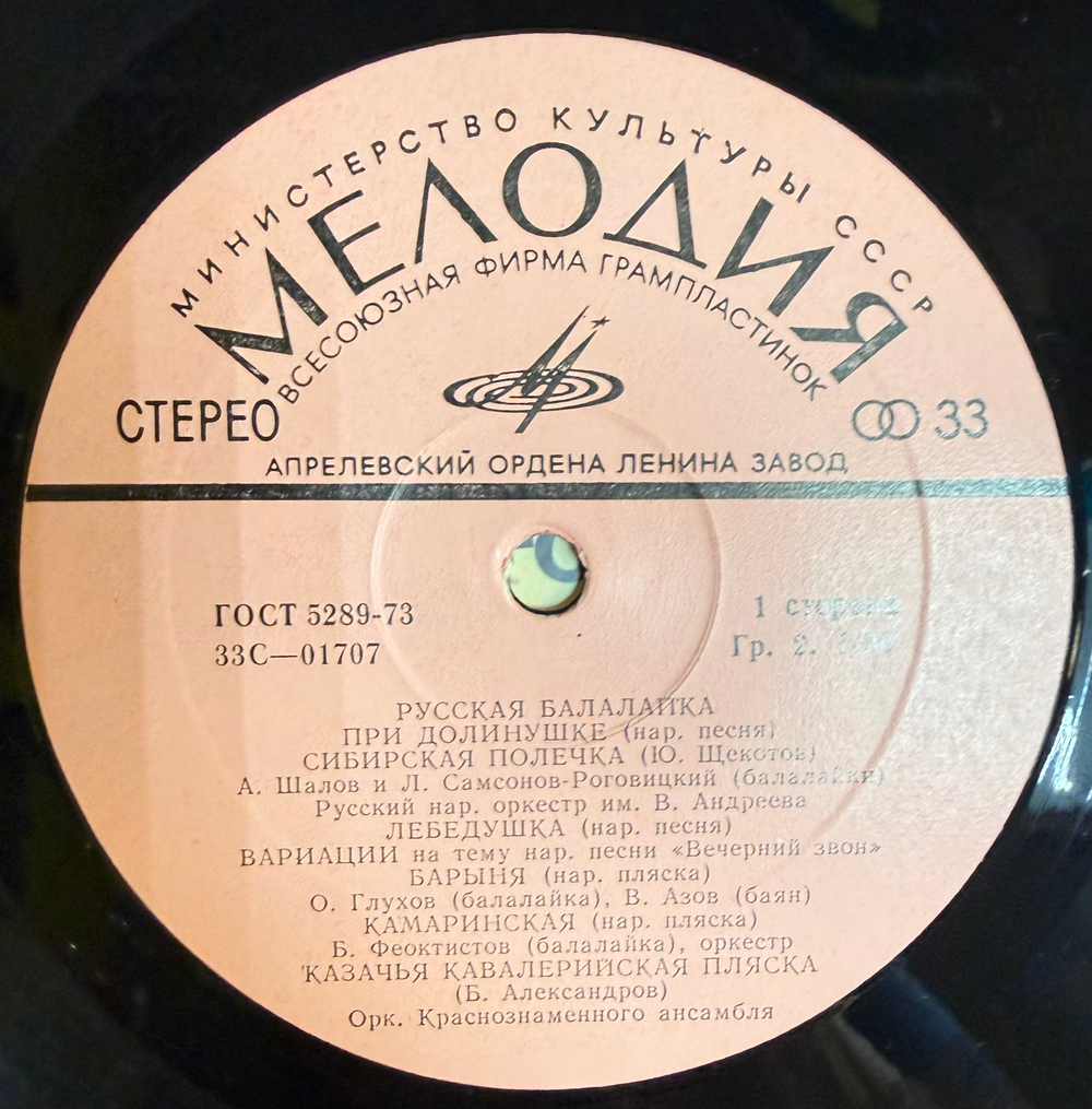 Виниловая пластинка Сборник– Русская Балалайка (Мелодия) LP