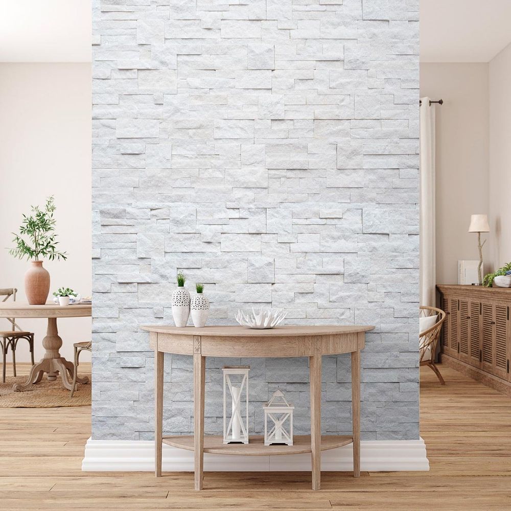 Натуральный камень Кварцит белый Pharaon 180x350x10-20 Модерн