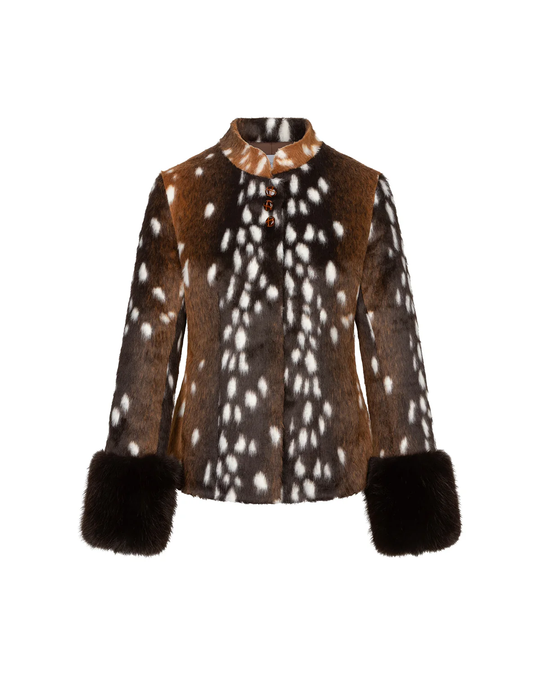 CARELLI КОРОТКОЕ ПАЛЬТО С АНИМАЛИСТИЧЕСКИМ ПРИНТОМ, БЭМБИ