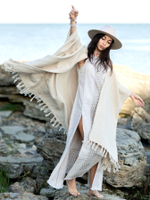 Бохо-накидка из фактурного хлопка (молоко)