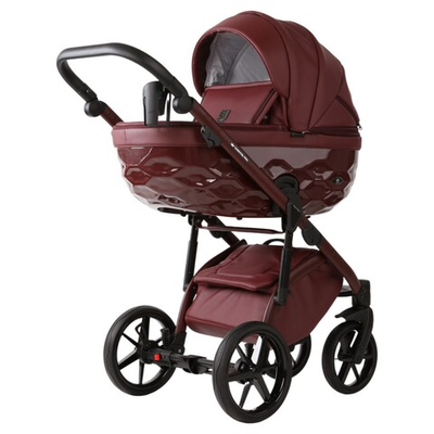 Детская универсальная коляска Adamex PRO Natura - CN-18-Ruby (бордовая экокожа)