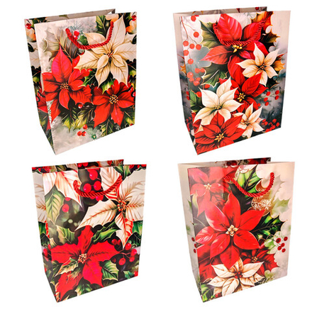 Пакет подар. бум. новогодн. 18*23*10 см 210 гр/м2 "Остролист"