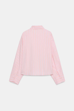 ZARA РУБАШКА В ПОЛОСКУ С ШИРОКОЙ ПРОЙМОЙ, РОЗОВЫЙ/БЕЛЫЙ