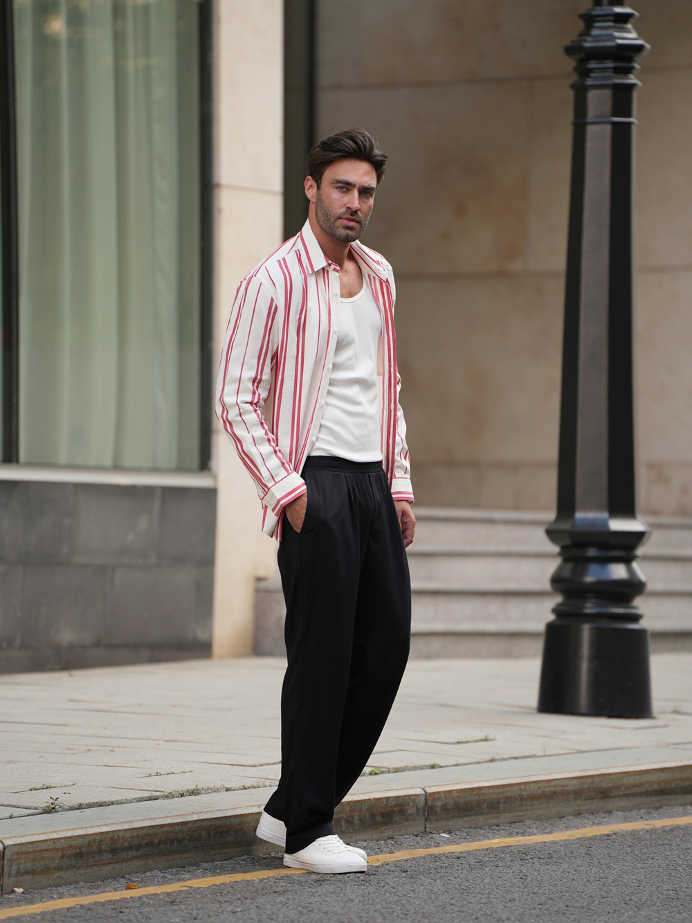 Рубашка в полоску | red-white