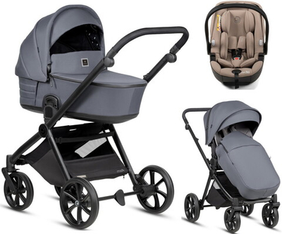 Детская коляска Tutis Mio 3 Plus Essential New 3 в 1 с автокреслом Beno Beige 1622103 Dark Grey