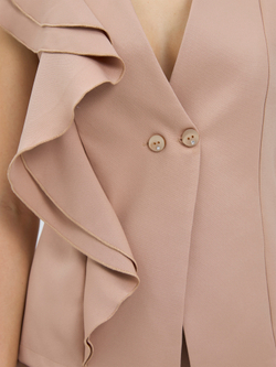 Костюм нарядный двойка брючный с жилеткой бежевый