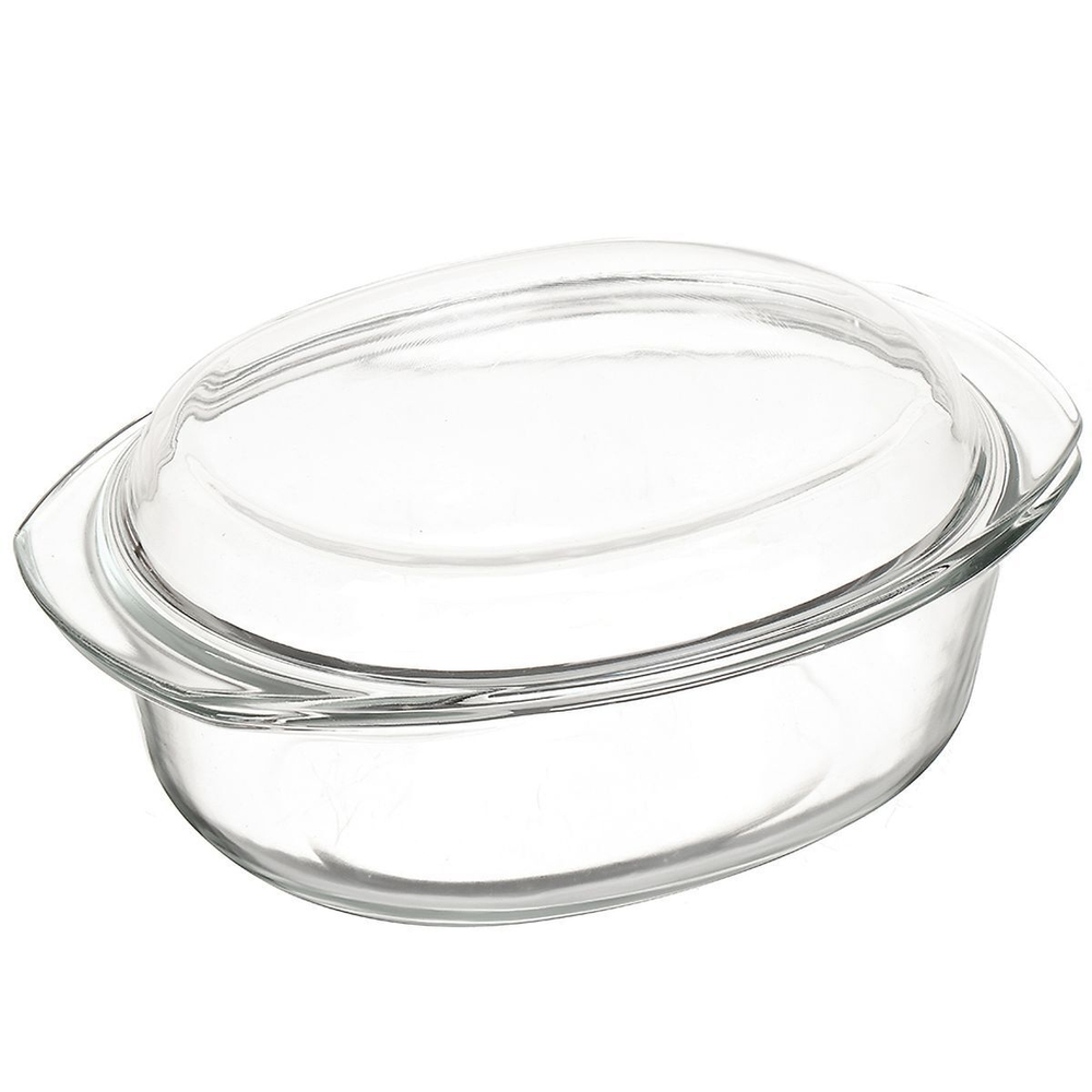 Форма для выпечки стекло, 23.2х33.2х13 см, 3.5 л, овал, с крыш, Daniks