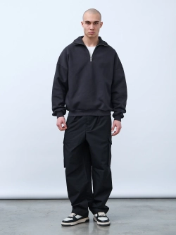 Свитшот с воротником на молнии с начесом (графит)