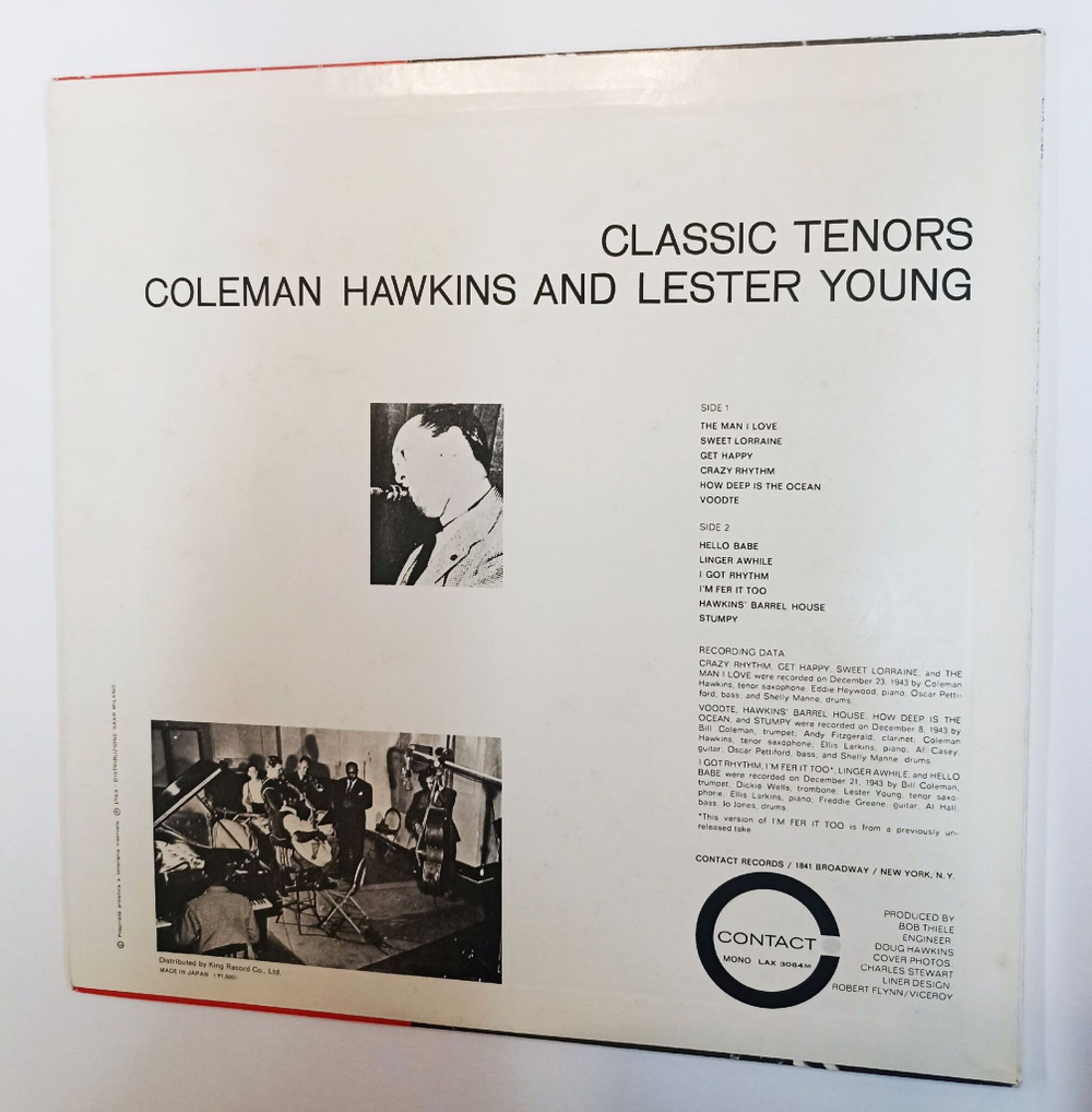 Винтажная виниловая пластинка LP Coleman Hawkins And Lester Young Classic Tenors (Japan 1975)