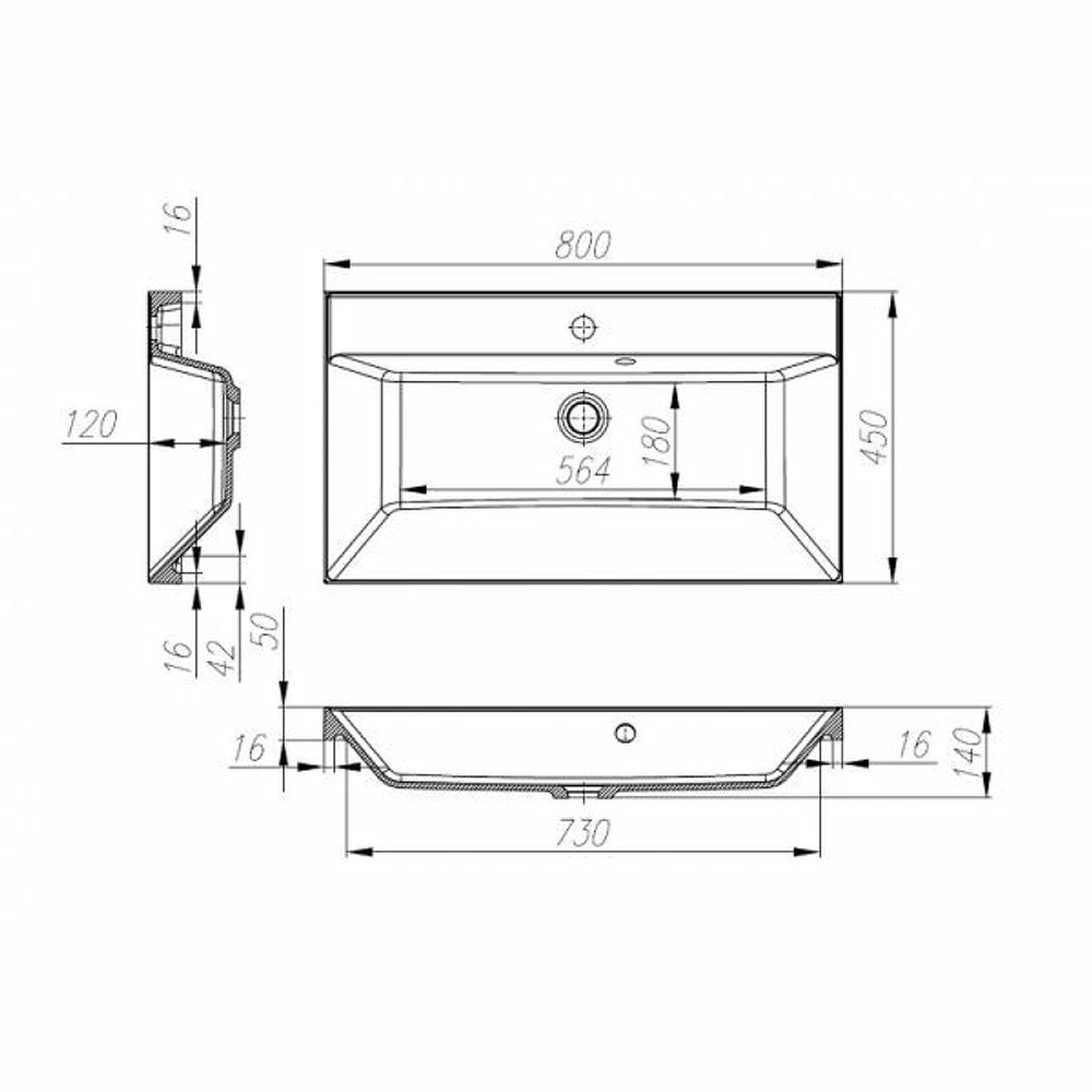 Раковина BelBagno 80 BB800/450-LV-MR-AST Белая