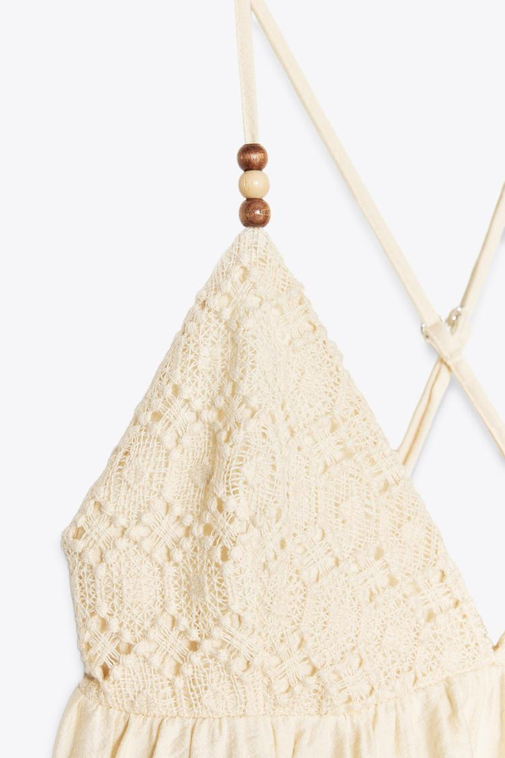 ZARA ТОП НА БРЕТЕЛЯХ С ДЕКОРАТИВНЫМИ ДЕТАЛЯМИ, ЭКРЮ