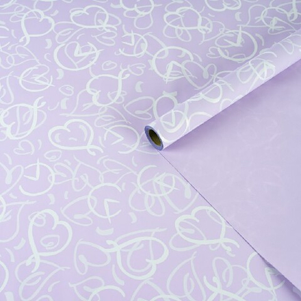 Пленка матовая "Сплетение сердец" Сиреневая 57см*10м