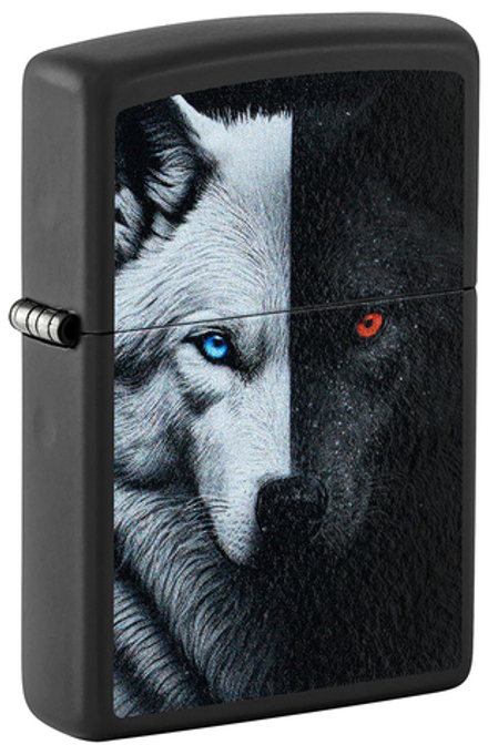 46694 Зажигалка ZIPPO Two Wolves Black Matte