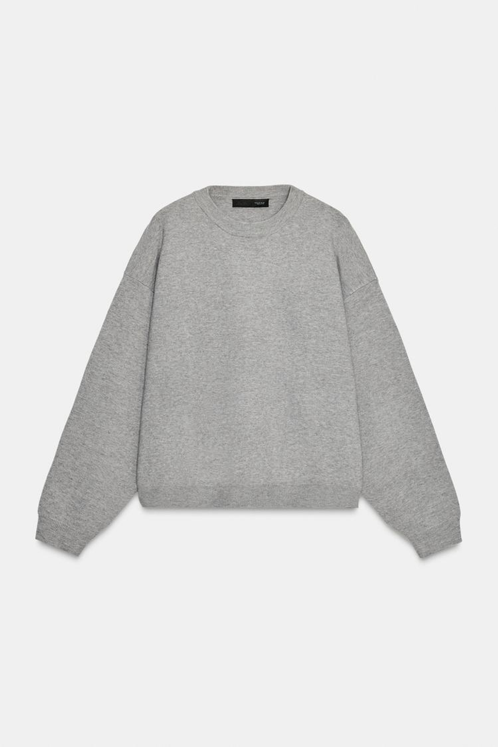 ZARA ТОЛСТОВКА ИЗ ГЛАДКОГО ТРИКОТАЖА, СЕРЫЙ МЕЛАНЖ